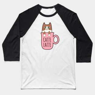 Catte Latte Coffe Cat Baseball T-Shirt